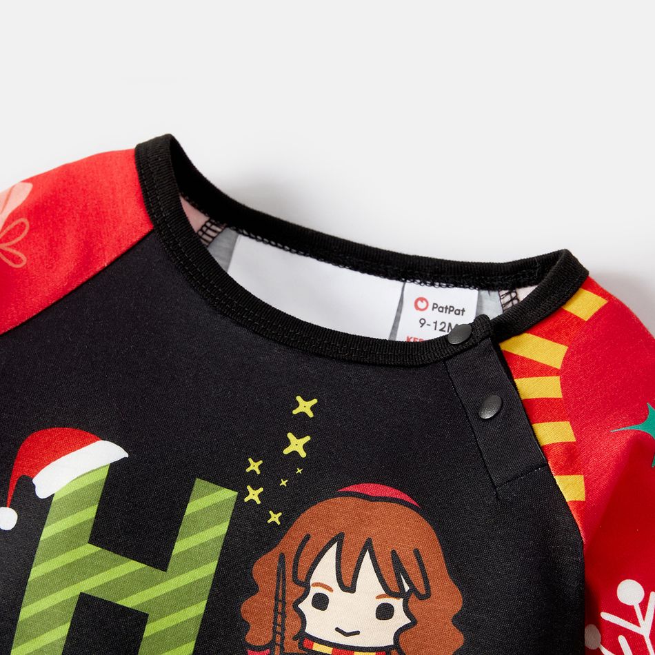 Harry Potter Natal Look de família Manga comprida Conjuntos de roupa para a família Pijamas (Flame Resistant) vermelho preto big image 14