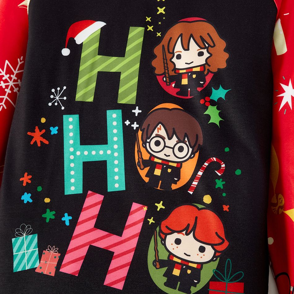 Harry Potter Natal Look de família Manga comprida Conjuntos de roupa para a família Pijamas (Flame Resistant) vermelho preto big image 10