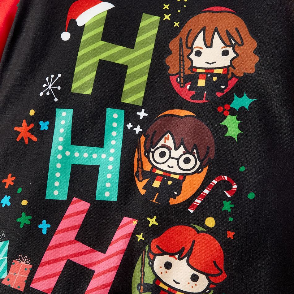 Harry Potter Family Matching Christmas Red Raglan-sleeve Graphic Pajamas Sets (Flame Resistant) redblack big image 8