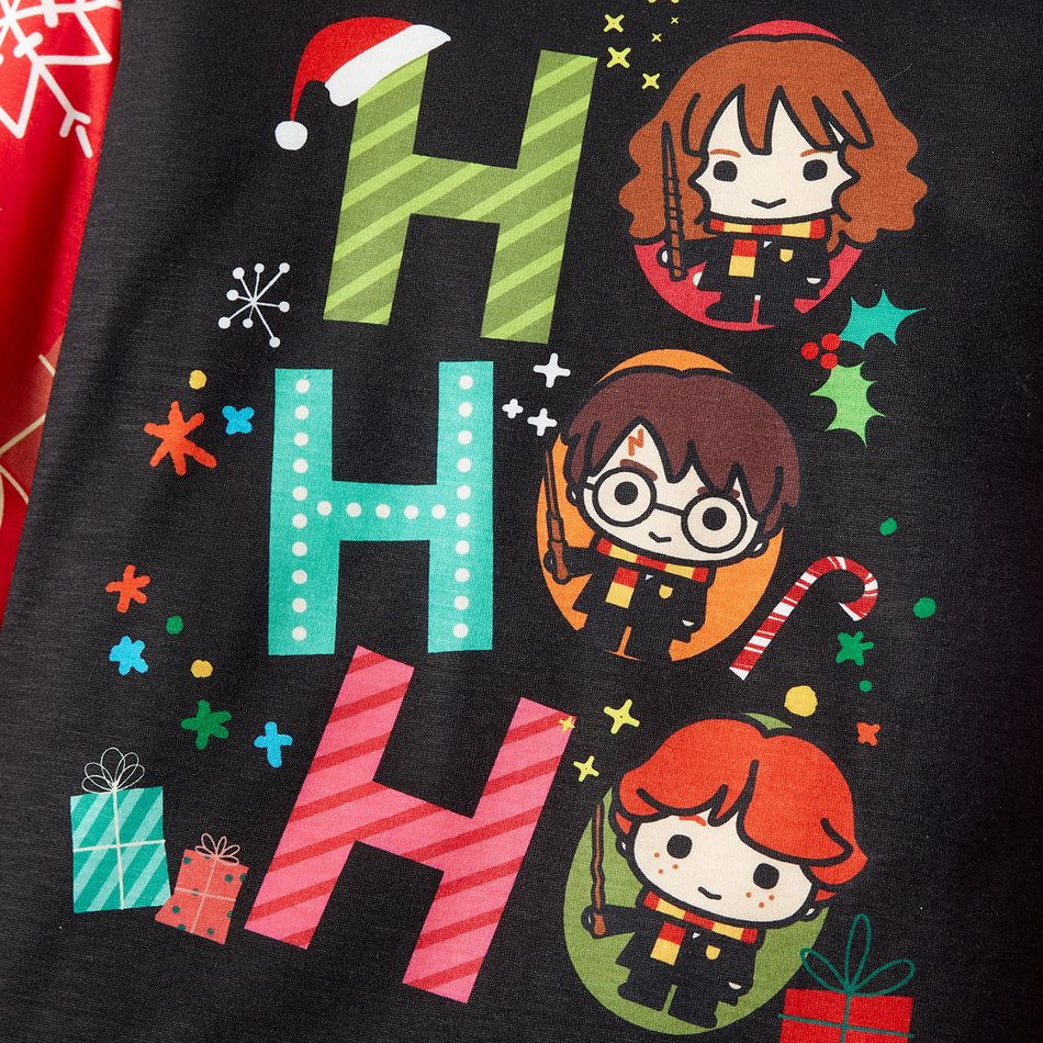 Harry Potter Natal Look de família Manga comprida Conjuntos de roupa para a família Pijamas (Flame Resistant) vermelho preto big image 12