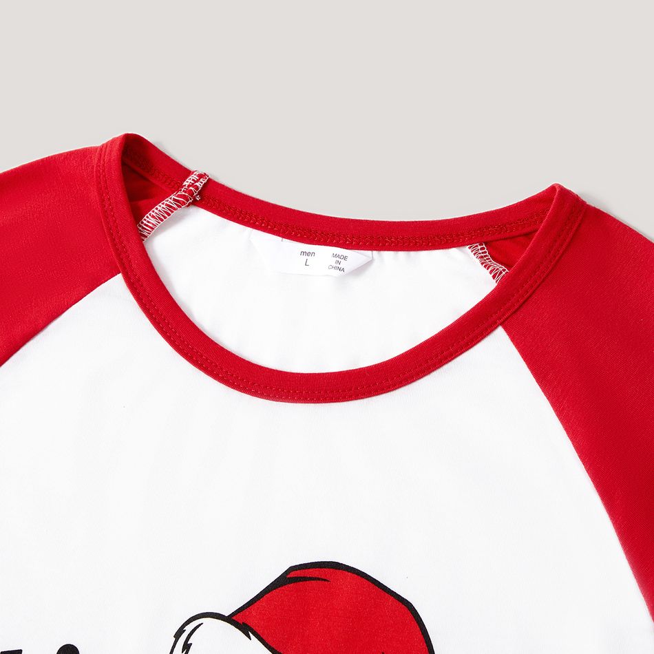 Christmas Family Matching Snowman & Letter Print Red Raglan-sleeve Plaid Pajamas Sets (Flame Resistant) Red big image 5
