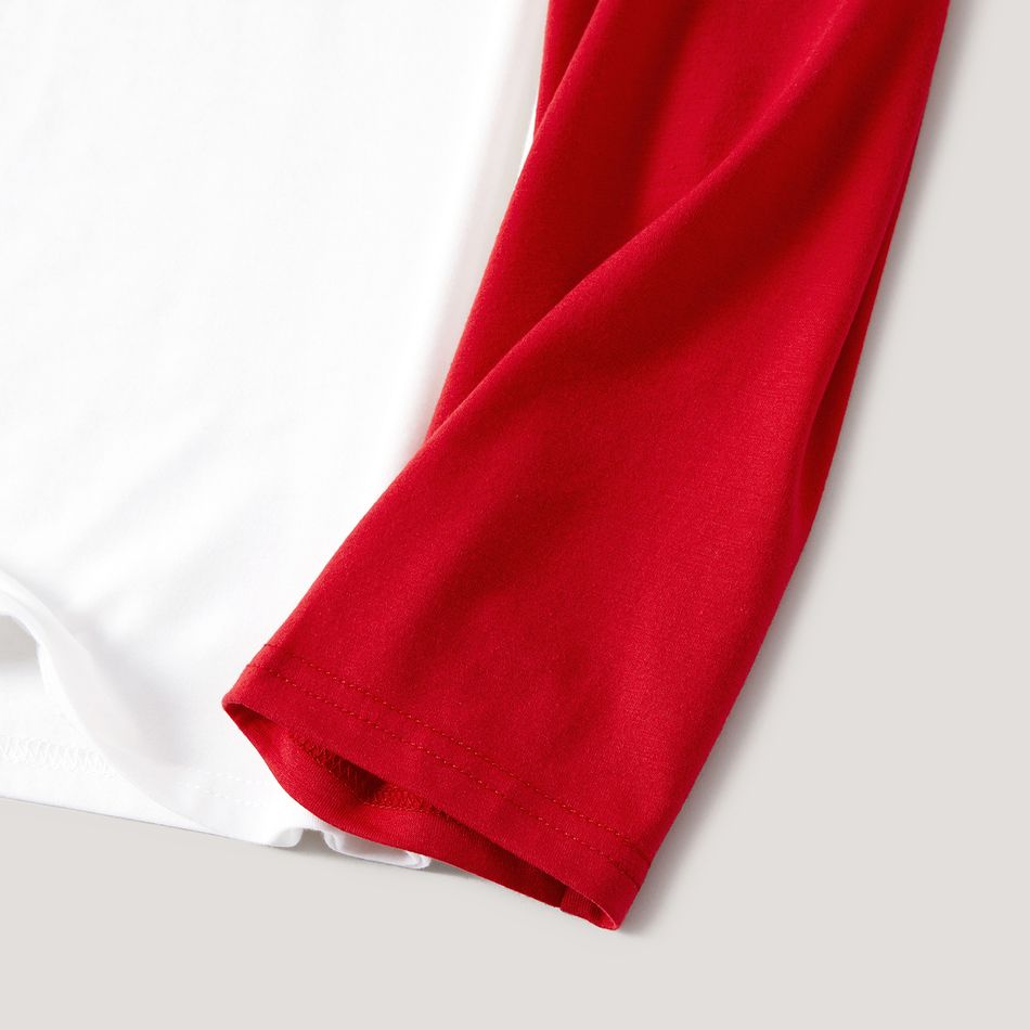 Christmas Family Matching Snowman & Letter Print Red Raglan-sleeve Plaid Pajamas Sets (Flame Resistant) Red big image 7