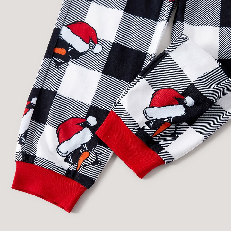 Christmas Family Matching Snowman & Letter Print Red Raglan-sleeve Plaid Pajamas Sets (Flame Resistant) Red big image 9