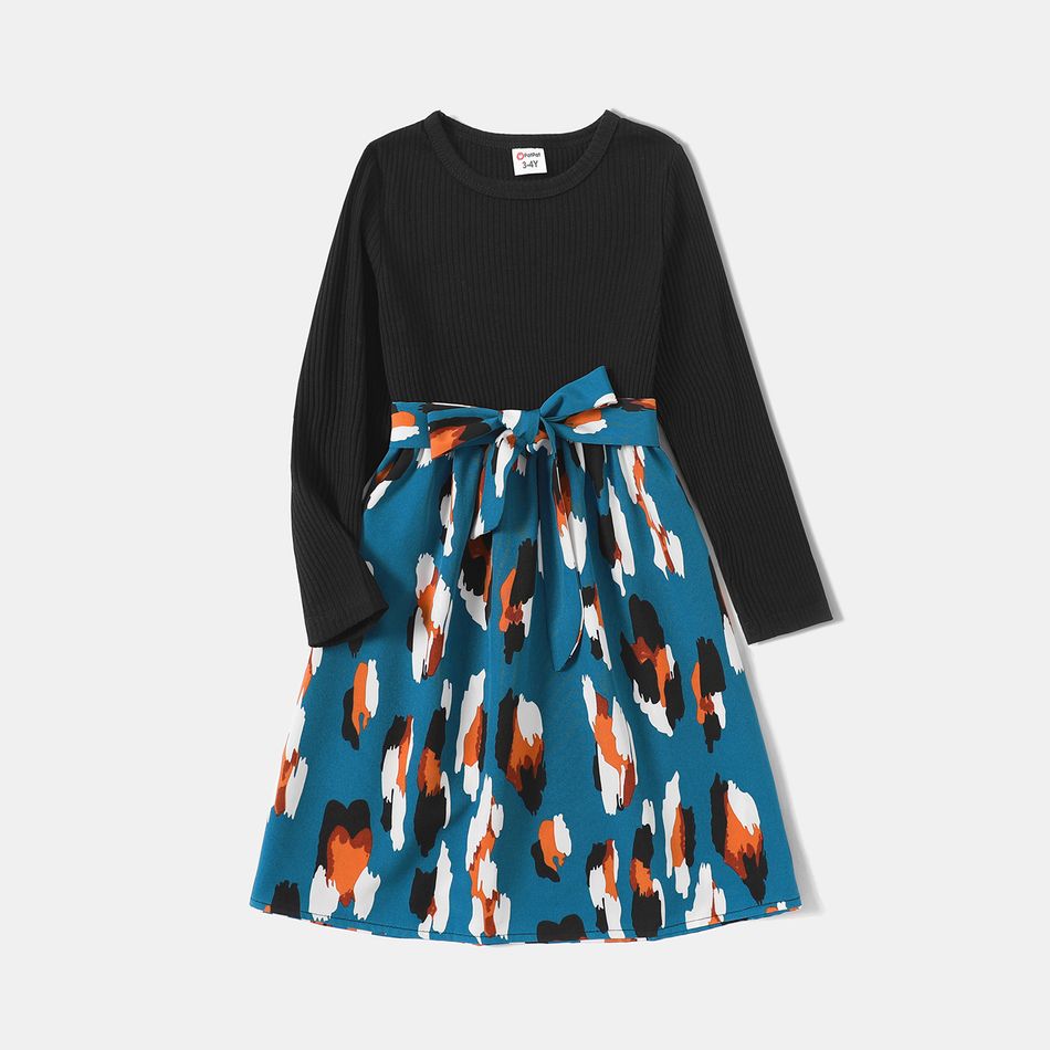 Look de família Padrão de leopardo Manga comprida Conjuntos de roupa para a família Conjuntos Azul big image 3