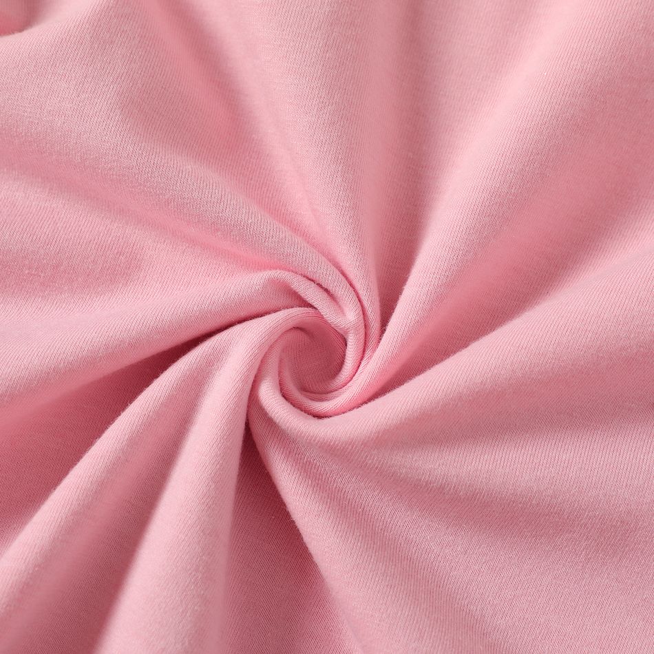Kid Girl Solid Color Ruffled Long-sleeve Tee Pink big image 3