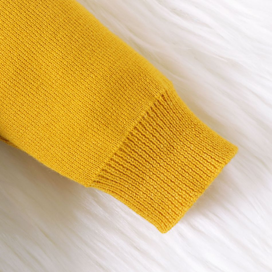 Baby Boy/Girl Bear Ears Detail Embroidered Raglan-sleeve Sweater Yellow