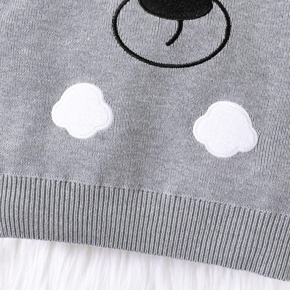 Baby Boy/Girl Bear Ears Detail Embroidered Raglan-sleeve Sweater Yellow big image 4