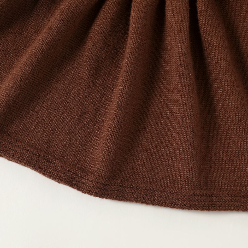 Baby Girl Brown Ruffle Trim Knitted Dress Brown big image 5