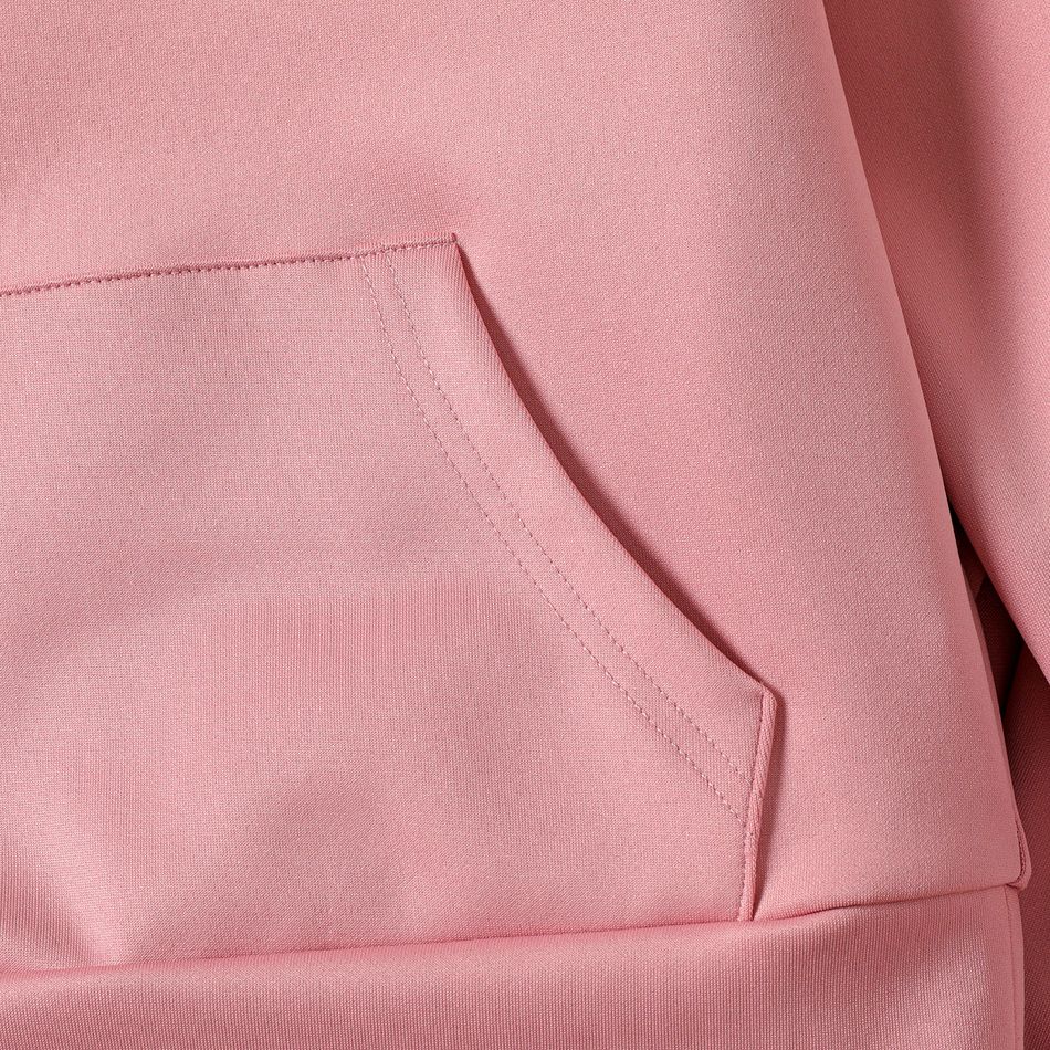 2pcs Kid Girl Letter Print Pocket Design Hoodie Sweatshirt and Elasticized Pants Set darkpink big image 5