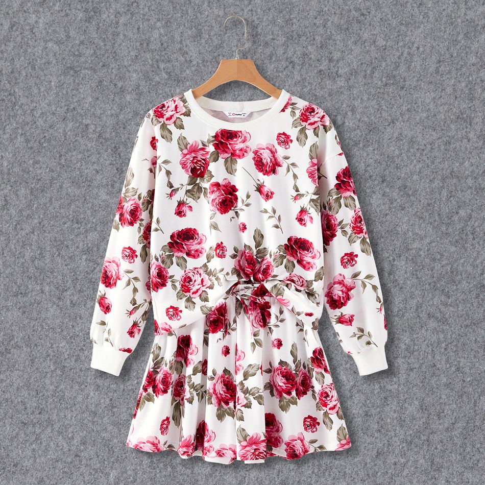 Mommy and Me Allover Floral Print Long-sleeve Sweatshirts Sets Colorful big image 2