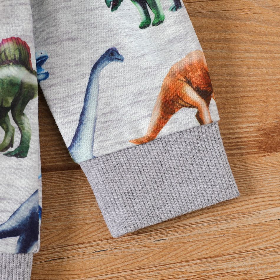 Baby Boy Allover Dinosaur Print Long-sleeve Sweatshirt MiddleAsh