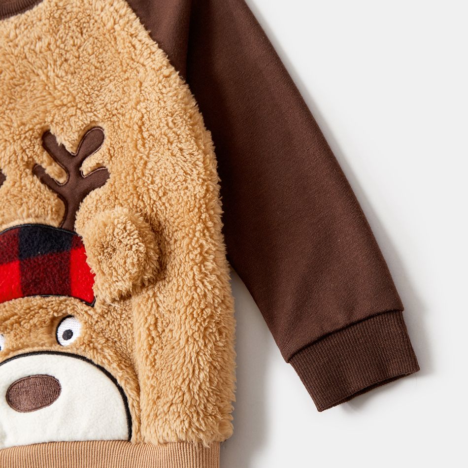 Christmas Family Matching Reindeer Graphic Raglan-sleeve Polar Fleece Sweatshirts Rustybrown big image 10