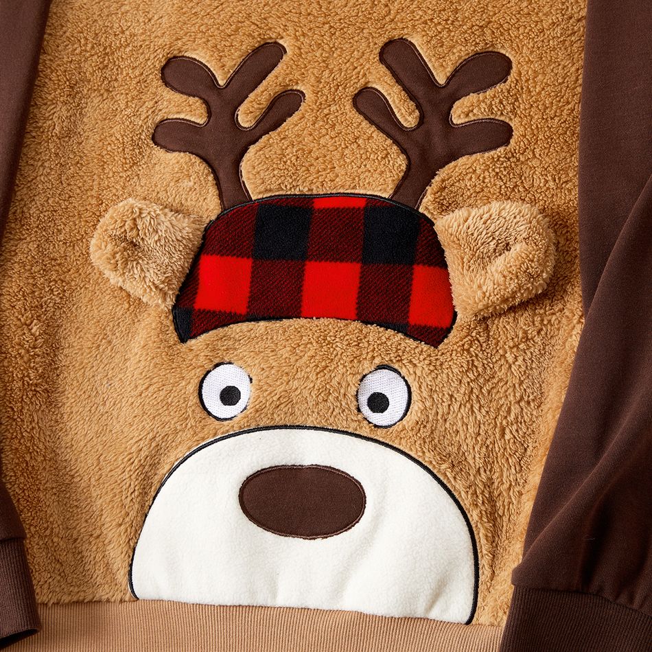 Christmas Family Matching Reindeer Graphic Raglan-sleeve Polar Fleece Sweatshirts Rustybrown big image 4