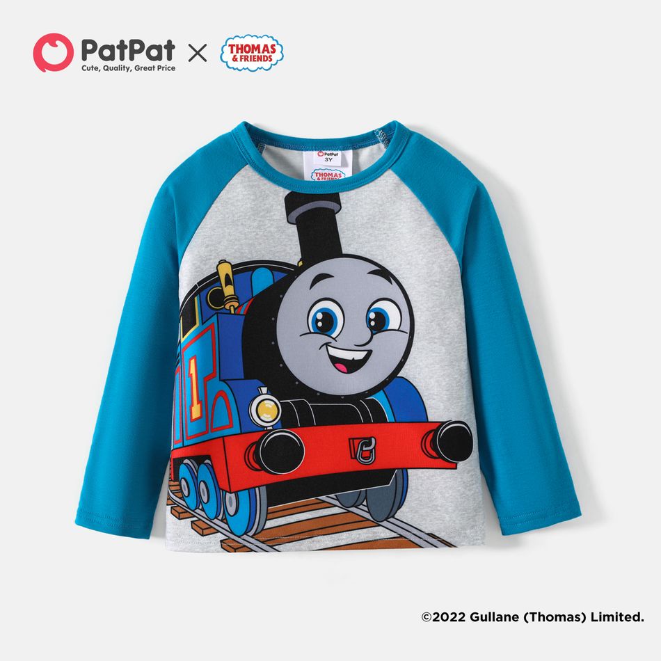 Thomas & Friends Toddler Boy/Girl Colorblock Long Raglan Sleeve Tee Flecked Grey big image 2