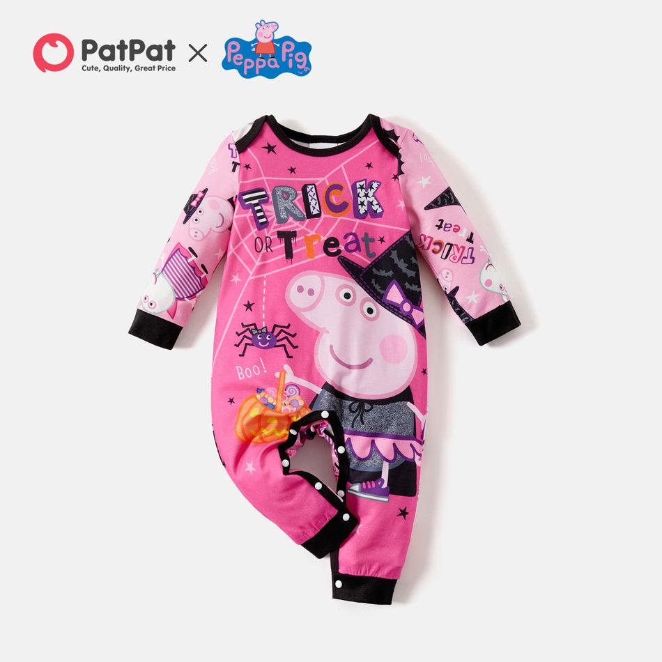 Peppa Pig Halloween Sibling Matching Allover Print Long-sleeve Pajamas Sets (Flame Resistant) Red big image 6