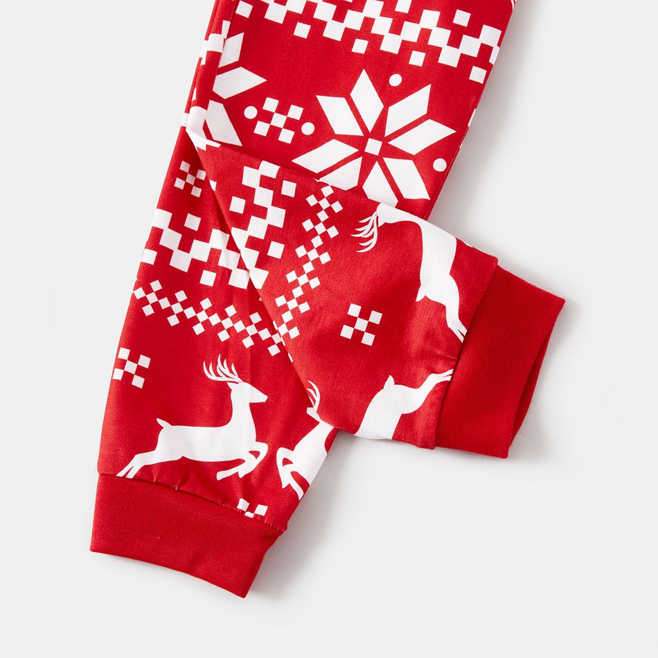 Christmas Family Matching Red Long-sleeve Deer Graphic Allover Print Pajamas Sets (Flame Resistant) Red big image 7