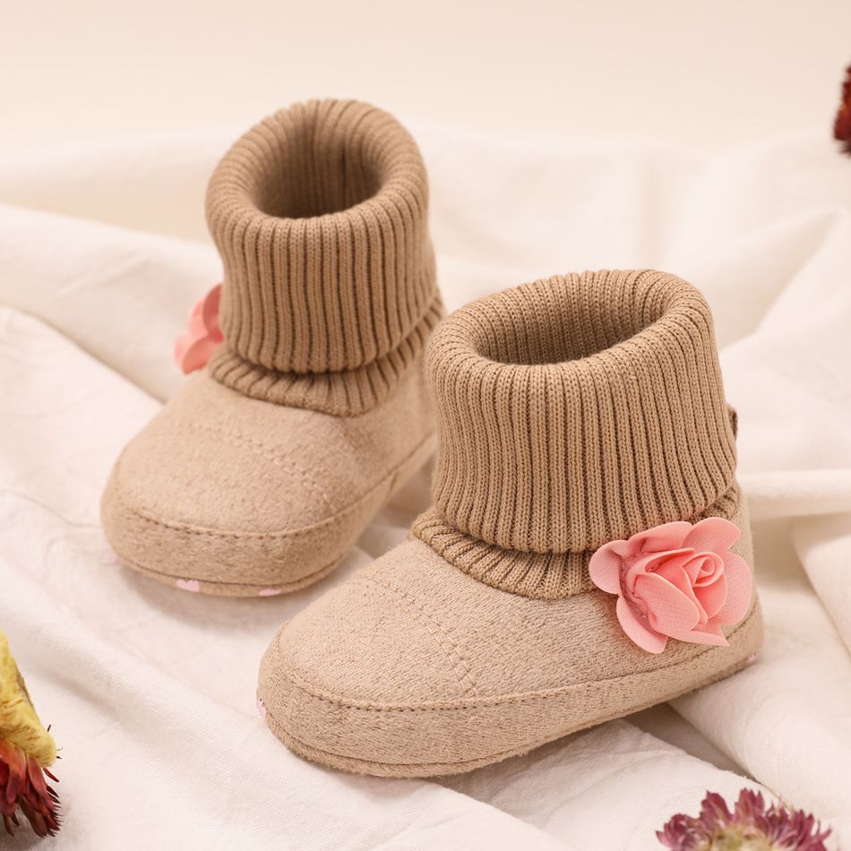 Baby / Toddler Floral Decor Thermal Prewalker Shoes Khaki big image 2