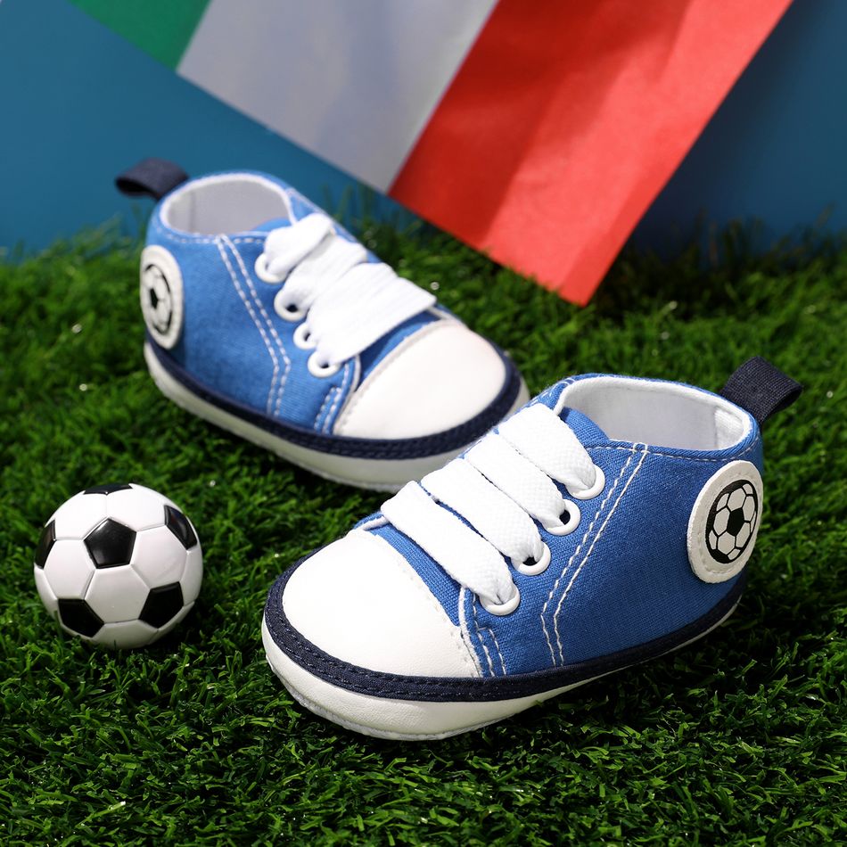 Baby / Toddler Football Soccer Pattern Lace Up Prewalker Shoes Blue