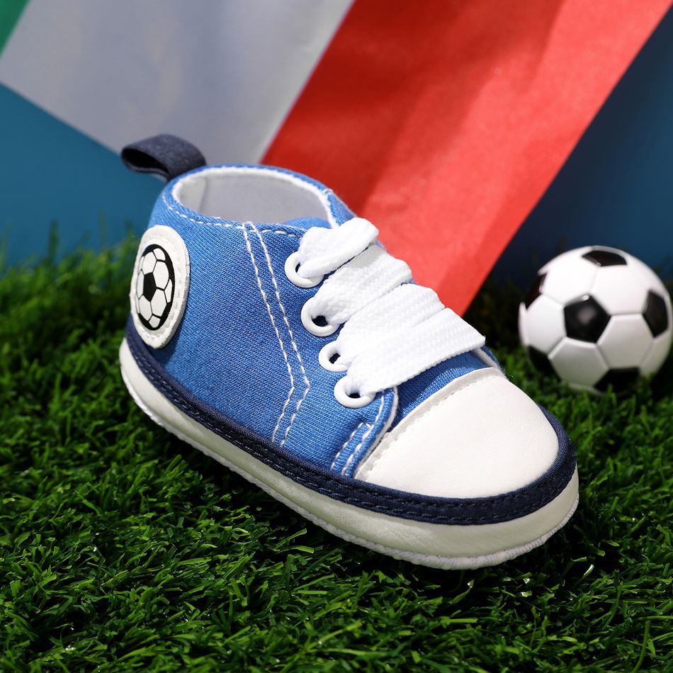 Baby / Toddler Football Soccer Pattern Lace Up Prewalker Shoes Blue big image 3