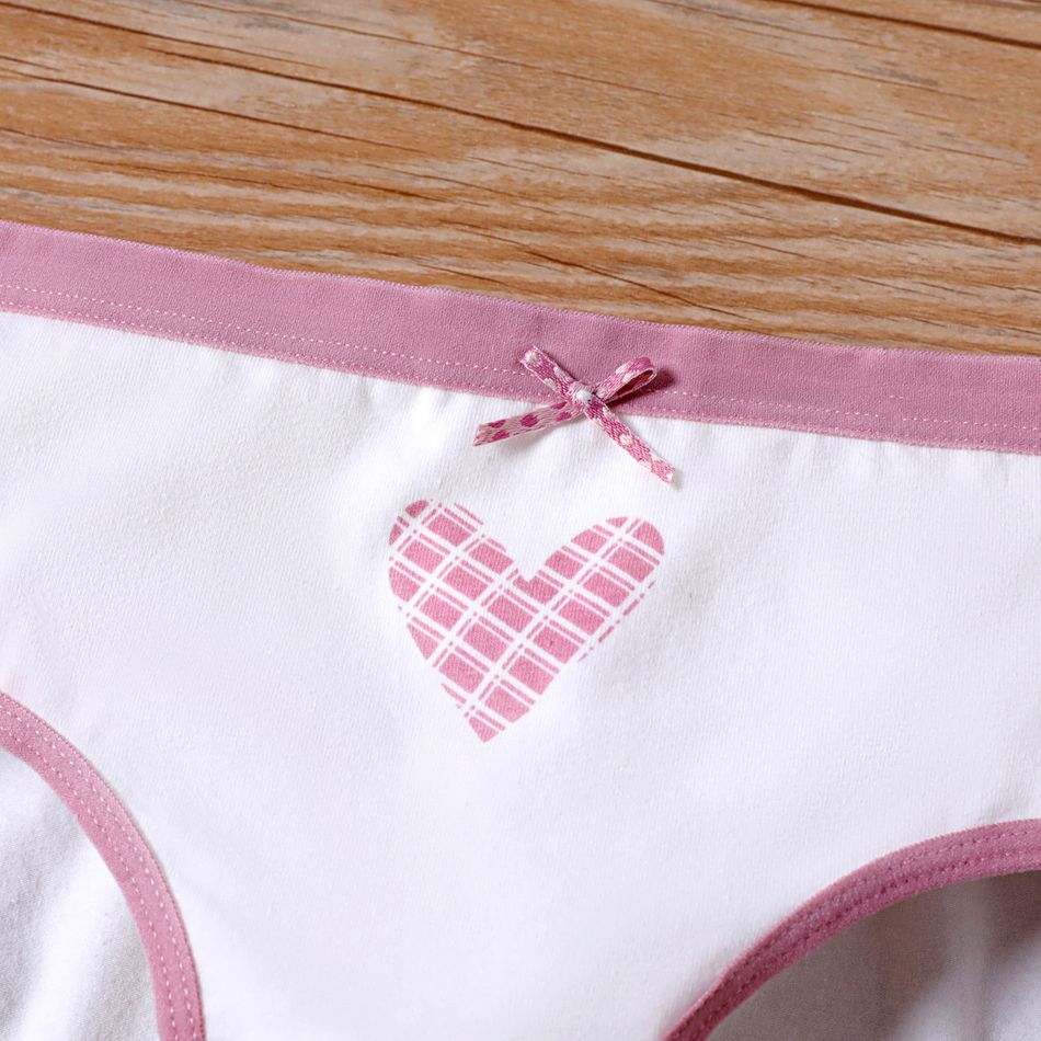 Kid Girl Heart Print/Plaid Briefs Underwear White big image 4