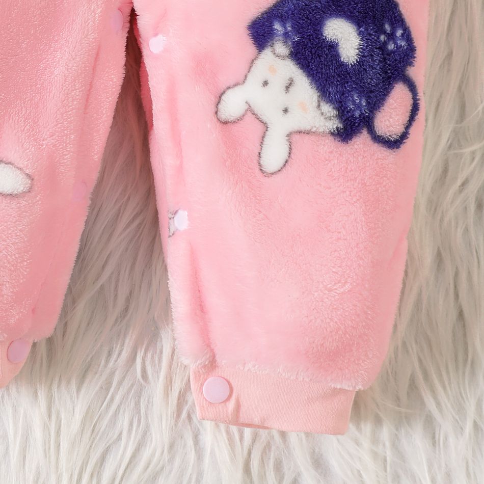 Baby Bunny Allover Fluffy Long-sleeve Jumpsuit Pink big image 4