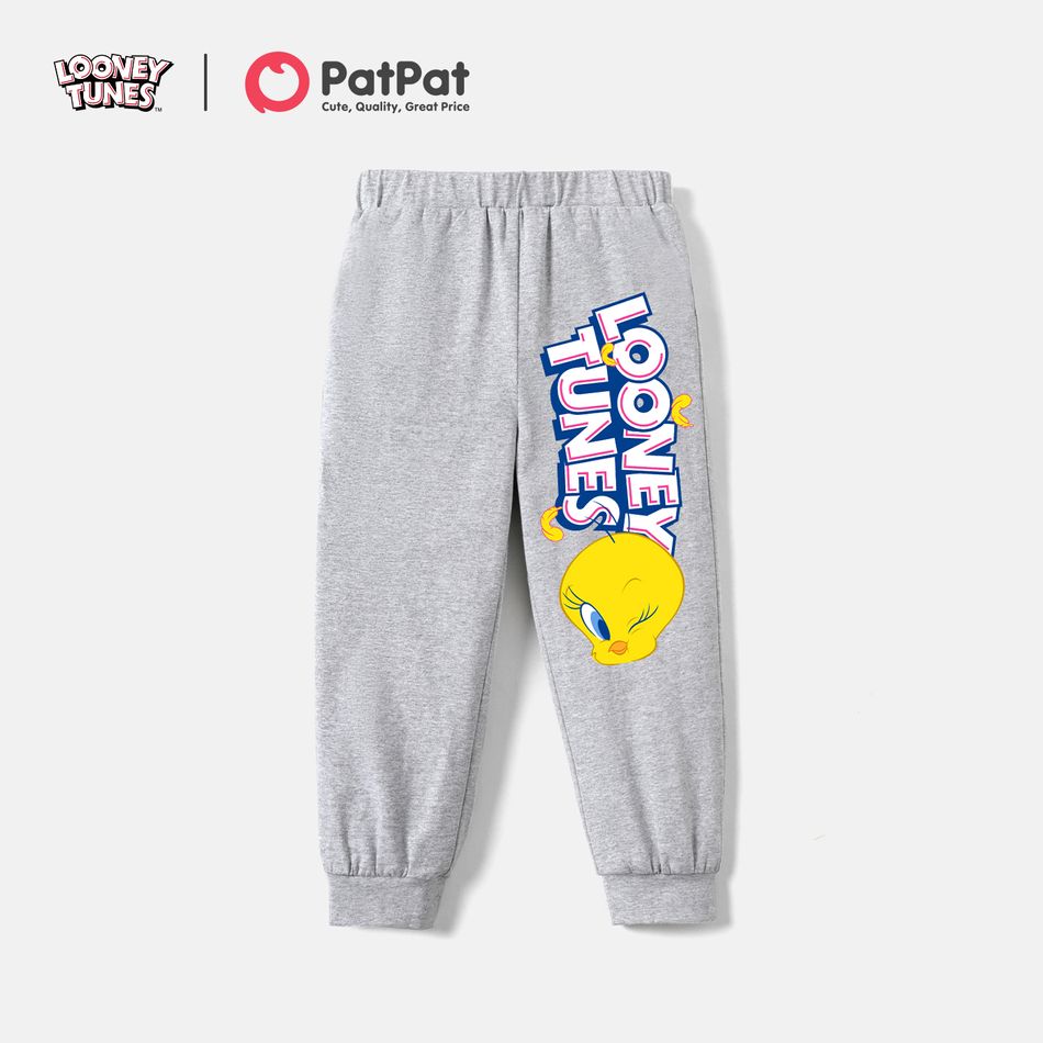 Looney Tunes Kid Boy/Kid Girl Cotton Letter Print Elasticized Pants Grey