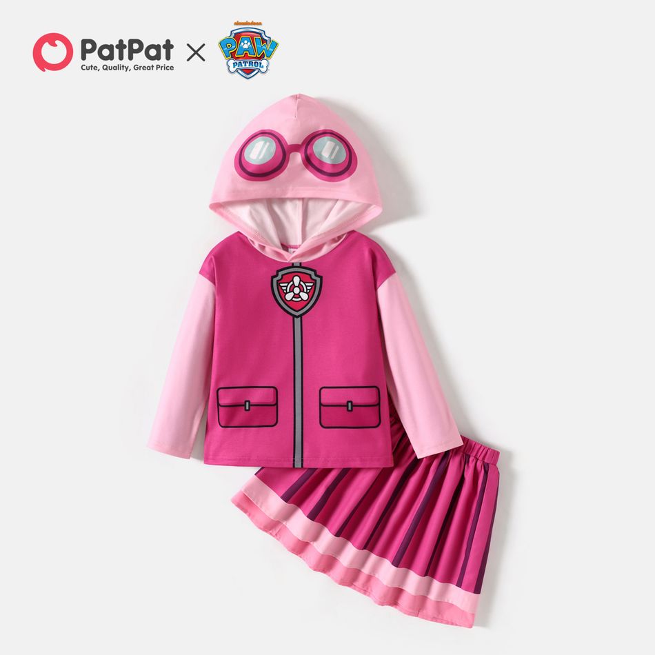 PAW Patrol  2pcs Toddler Girl Colorblock Pink Hoodie Sweatshirt Elasticized Skirt Set Pink