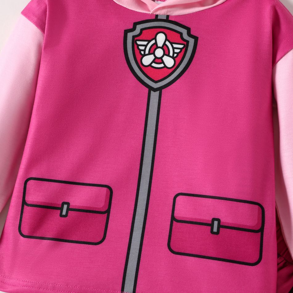 PAW Patrol  2pcs Toddler Girl Colorblock Pink Hoodie Sweatshirt Elasticized Skirt Set Pink big image 4