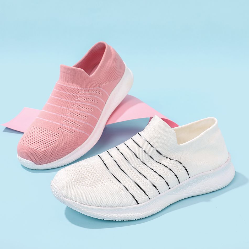 Family Matching Stripe Waterproof Sock Sneakers Pink big image 2