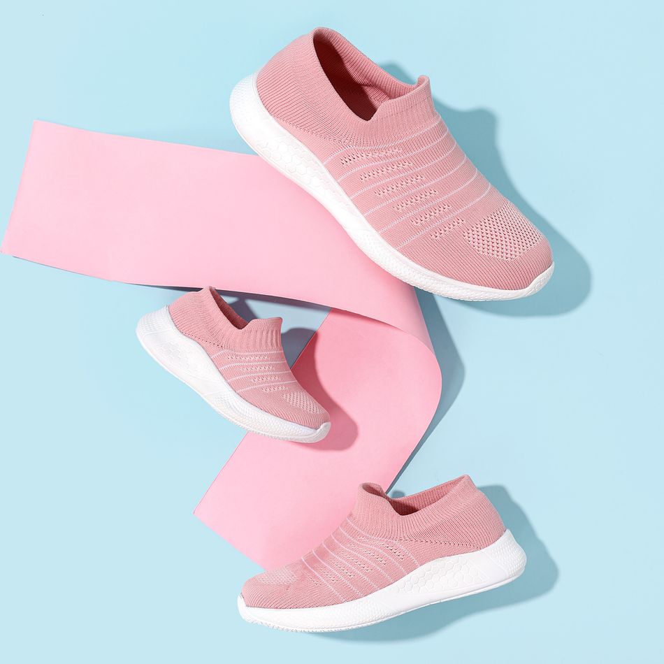 Family Matching Stripe Waterproof Sock Sneakers Pink big image 3