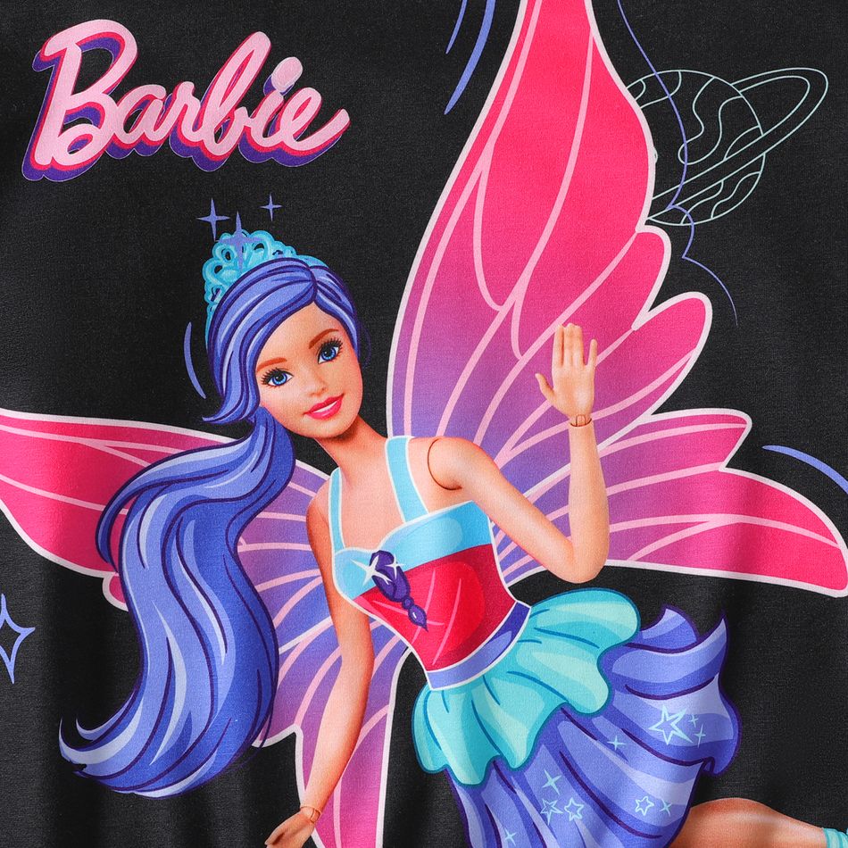 Barbie Kid Girl Character Print Ruffled Pullover Sweatshirt Black big image 4