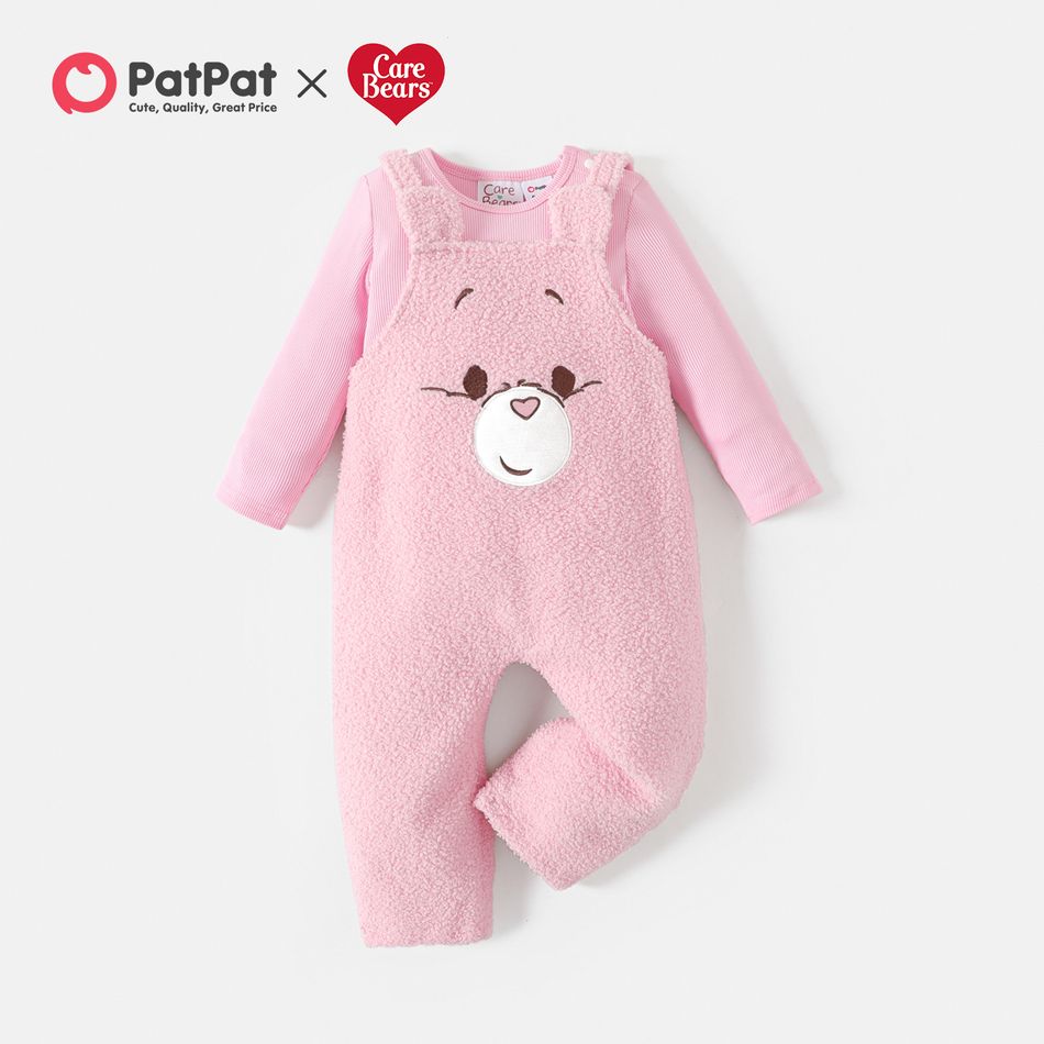 Care bears 2pcs طفلة طويلة الأكمام الصلبة المحملة والدب المطرزة وزرة ضبابية مجموعة وردي فاتح big image 1