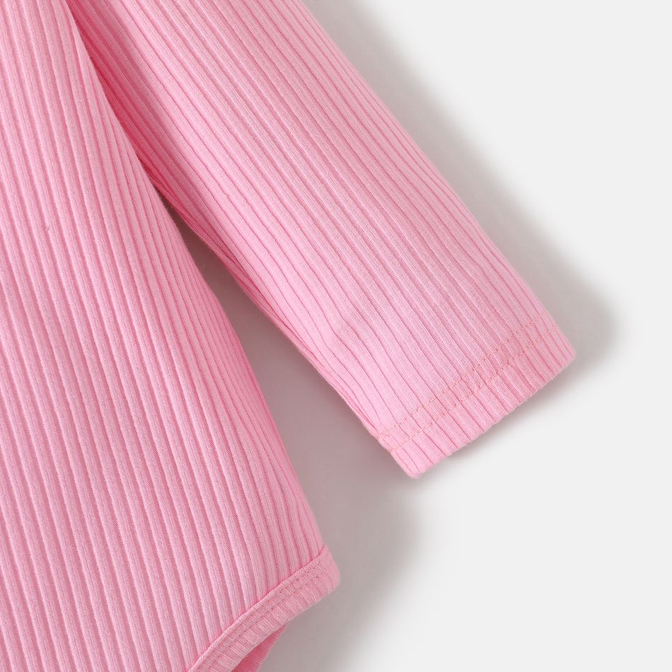 Looney Tunes Baby Boy/Girl 100% Cotton Rib Knit Long-sleeve Graphic Romper/Sweatpants Light Pink big image 4