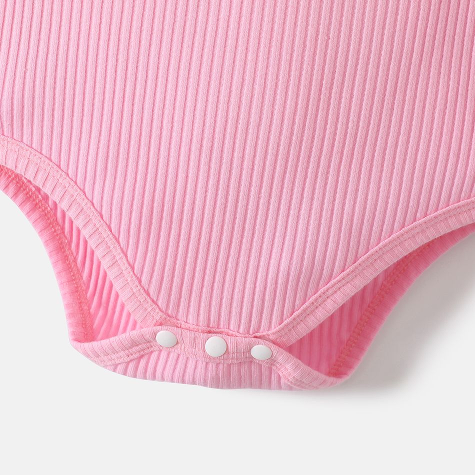Looney Tunes Baby Boy/Girl 100% Cotton Rib Knit Long-sleeve Graphic Romper/Sweatpants Light Pink big image 3