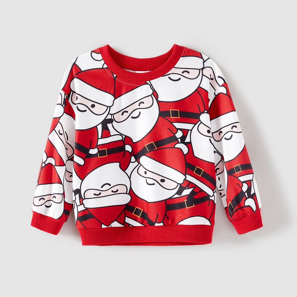 Christmas Family Matching Allover Santa Claus Print Red Long-sleeve Sweatshirts Red big image 9