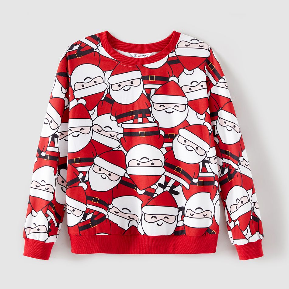 Christmas Family Matching Allover Santa Claus Print Red Long-sleeve Sweatshirts Red big image 7