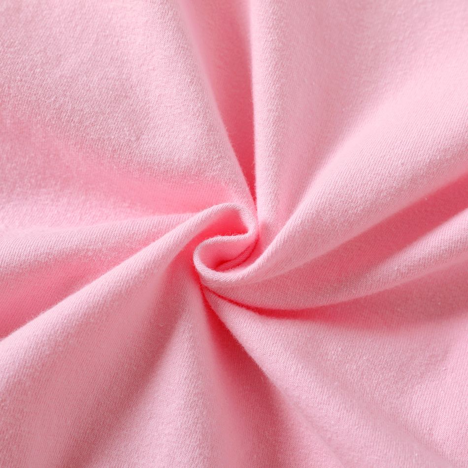 Barbie 2pcs Kid Girl Floral Letter Print Long-sleeve Cotton Pink Tee and Leggings Set pinkpurple big image 5