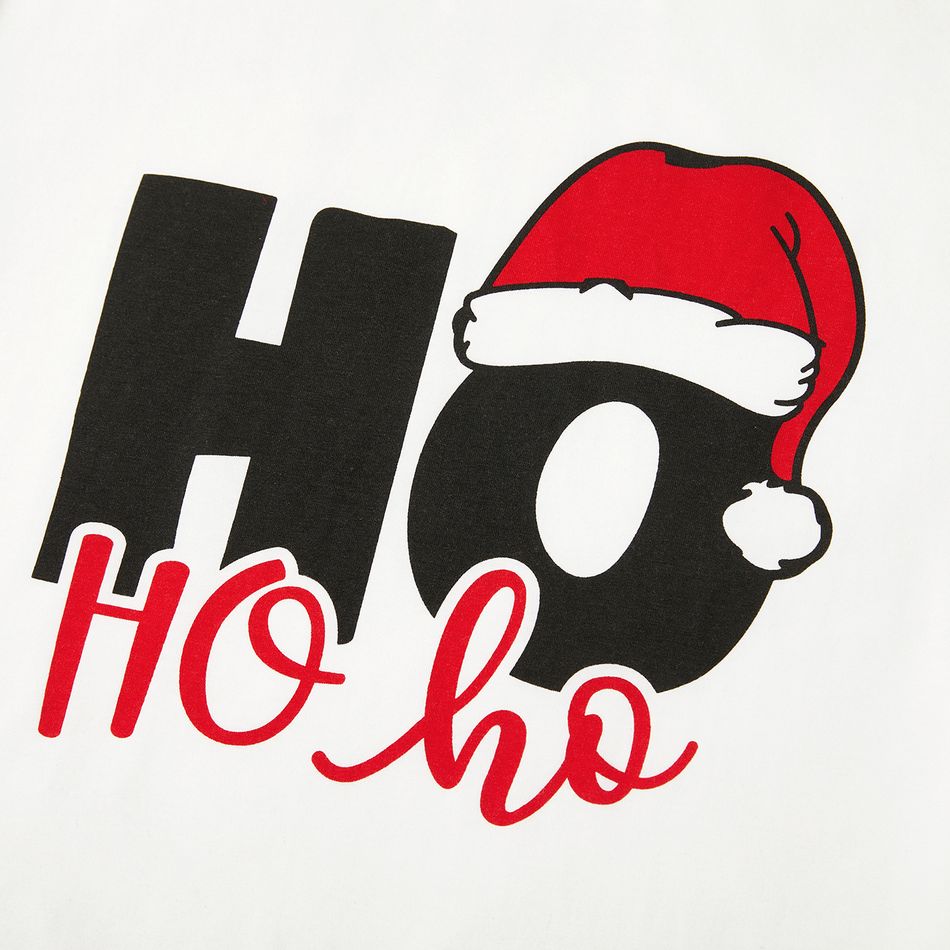 Christmas Family Matching Allover Letter & Snowflake Print Drawstring Ruched Bodycon Dresses and Short-sleeve Graphic T-shirts Sets Red big image 4