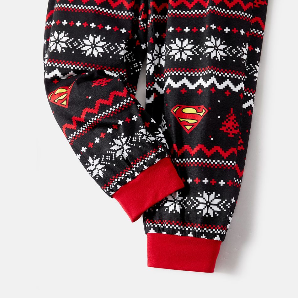 Superman Family Matching Christmas Snowflake Print Graphic Raglan-sleeve Pajamas Sets (Flame Resistant) ColorBlock big image 7