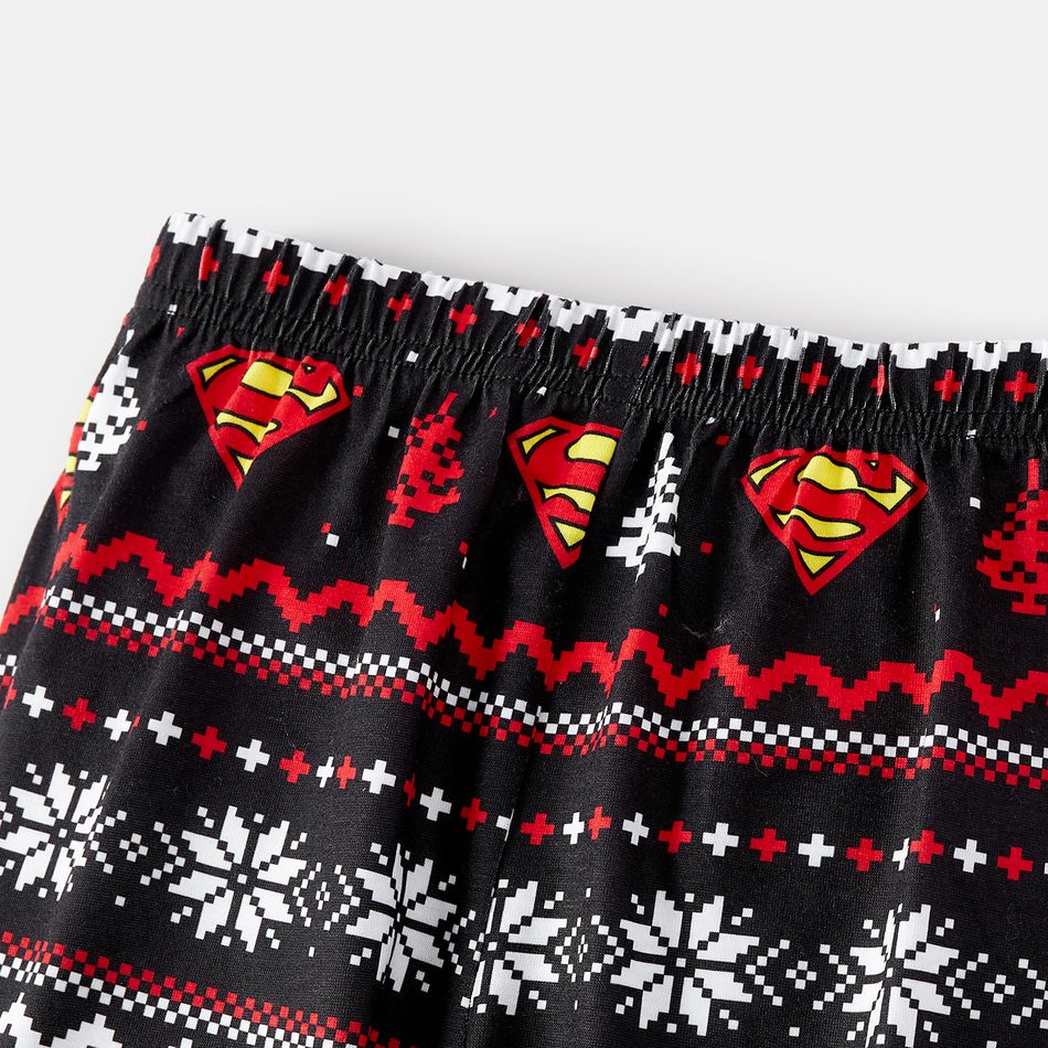 Superman Family Matching Christmas Snowflake Print Graphic Raglan-sleeve Pajamas Sets (Flame Resistant) ColorBlock big image 6