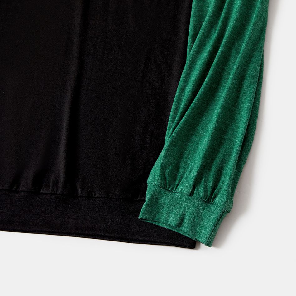 Family Matching Green Long-sleeve Drawstring Dresses and Colorblock T-shirts Sets Green big image 10