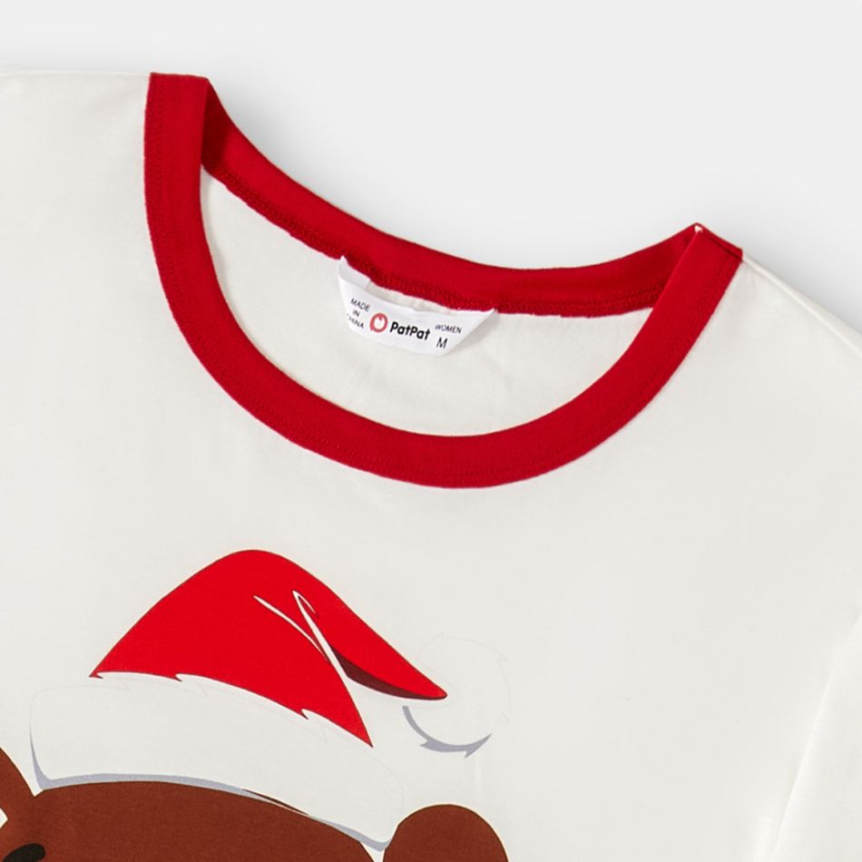 Christmas Family Matching Bear & Letter Print Long-sleeve Red Plaid Pajamas Sets (Flame Resistant) redblack big image 4