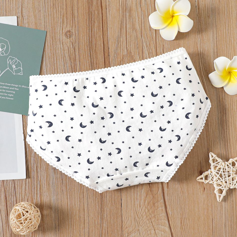 Kid Girl Lace Design Briefs Underwear White big image 3