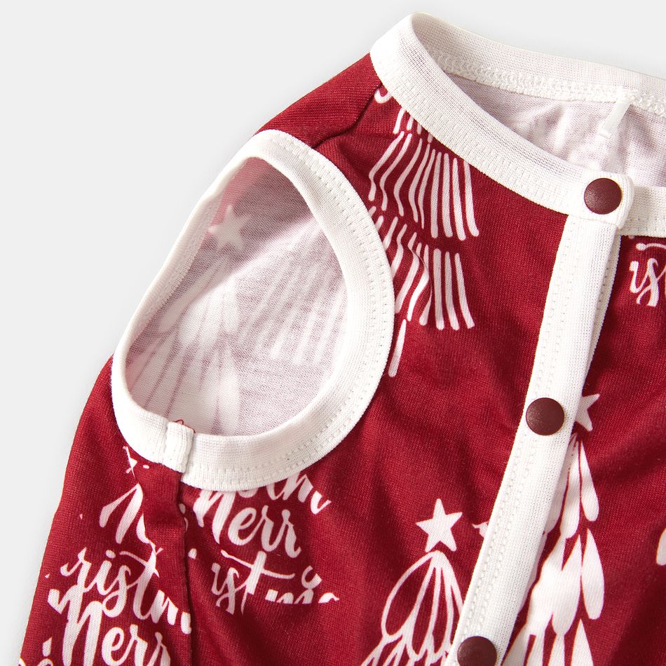 Christmas Family Matching Allover Xmas Tree Print Long-sleeve Pajamas Sets (Flame Resistant) WineRed