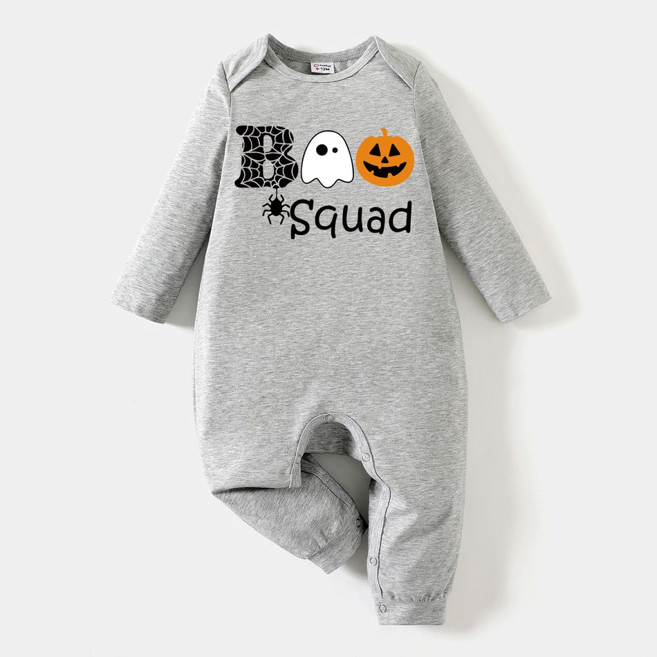 Go-Neat Water Repellent and Stain Resistant Halloween Family Matching Graphic Grey Long-sleeve Tee Grey big image 7