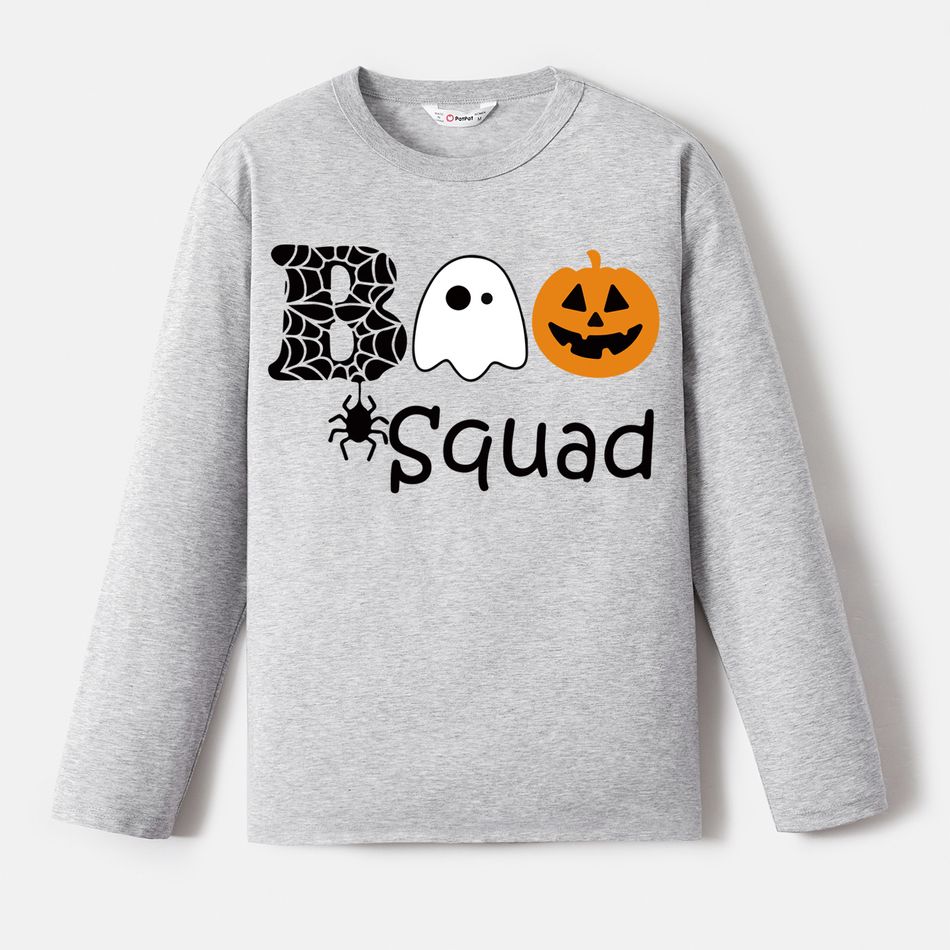 Go-Neat Water Repellent and Stain Resistant Halloween Family Matching Graphic Grey Long-sleeve Tee Grey big image 4