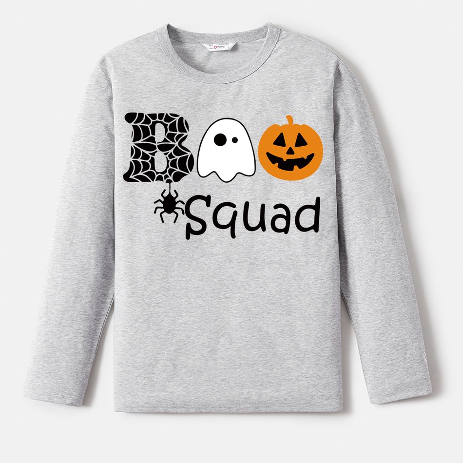 Go-Neat Water Repellent and Stain Resistant Halloween Family Matching Graphic Grey Long-sleeve Tee Grey big image 2