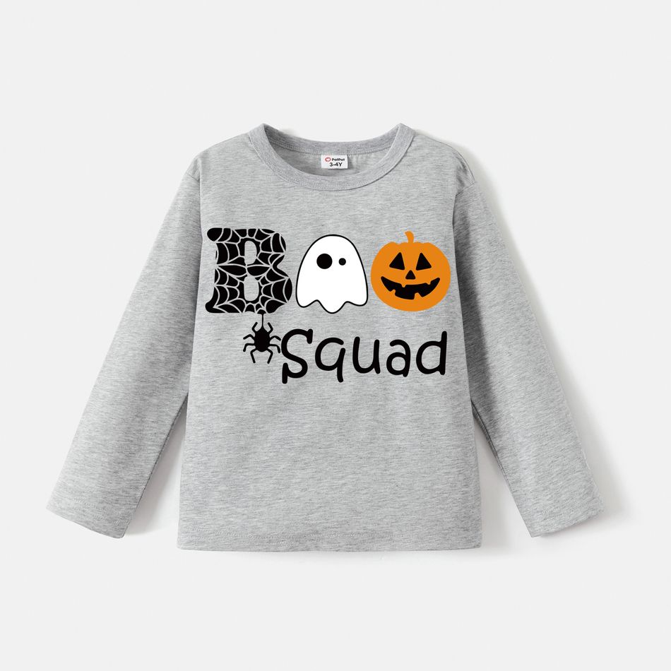 Go-Neat Water Repellent and Stain Resistant Halloween Family Matching Graphic Grey Long-sleeve Tee Grey big image 5
