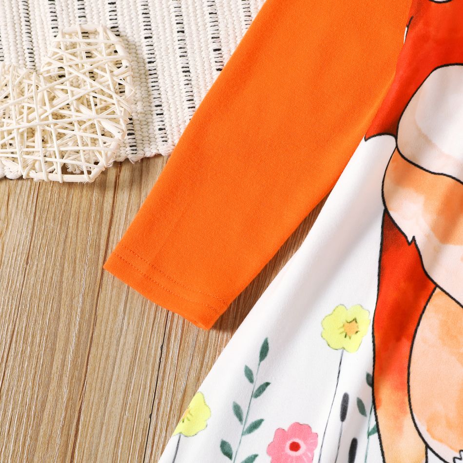 Criança Menina Costuras de tecido Infantil Raposa Vestidos laranja big image 4