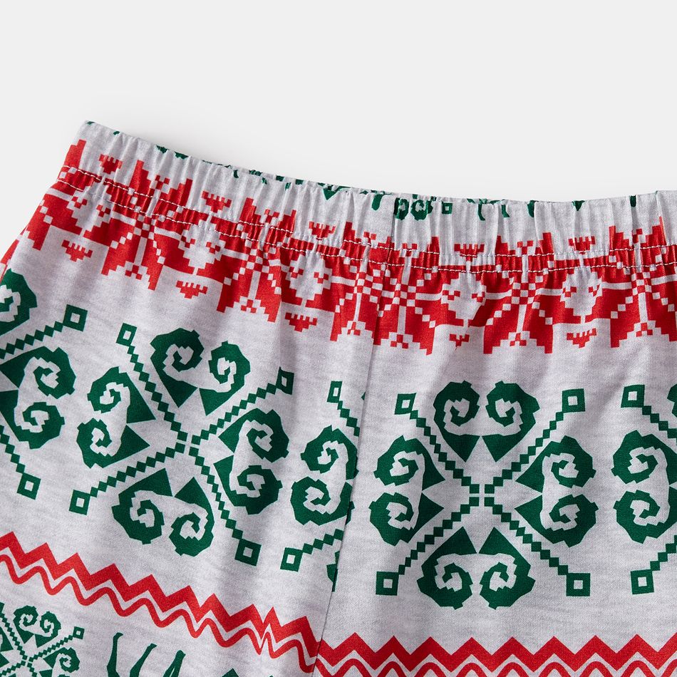 Christmas Family Matching Reindeer & Letter Print Green Raglan-sleeve Pajamas Sets (Flame Resistant) redblack big image 6